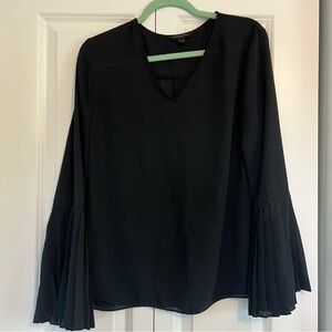 Banana Republic Black Blouse with Pleated Sleeves